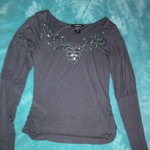Long sleeve grey blouse with detailing